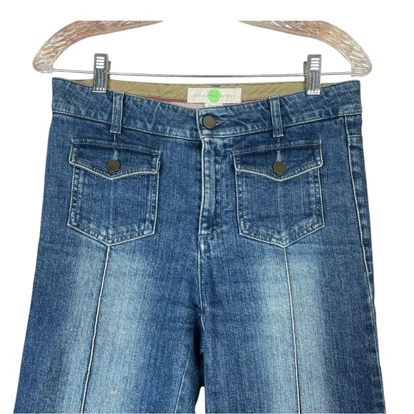 Stella McCartney Denim Jeans Bootcut Women Size 28 Blue  Flip Pockets Patched - Picture 3 of 15